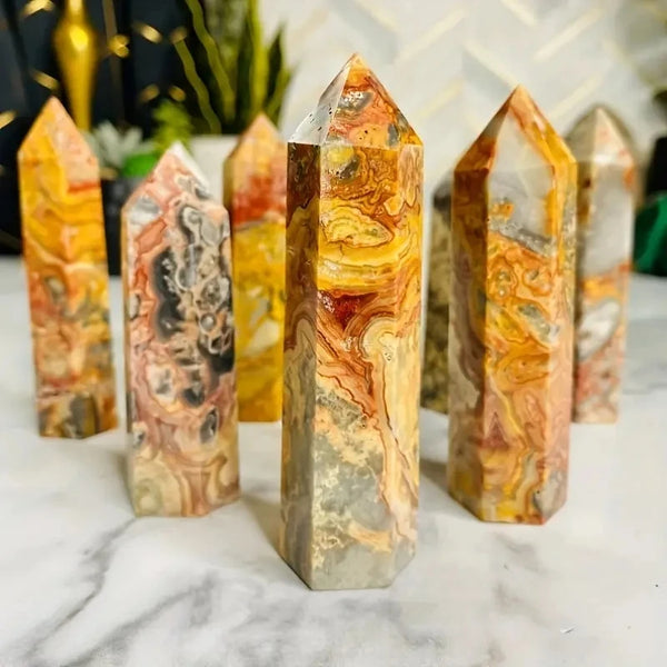 40-60mm crazy lace agate tower