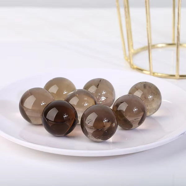 2pcs 2-3 cm smoky quartz sphere