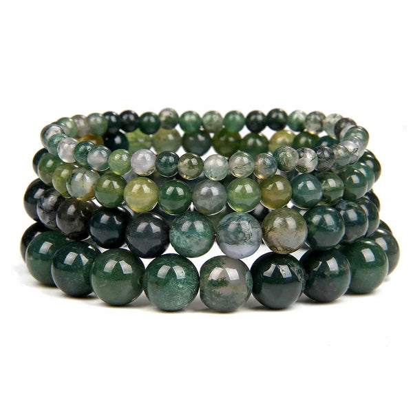 4/6/8/10mm moss agate bracelet