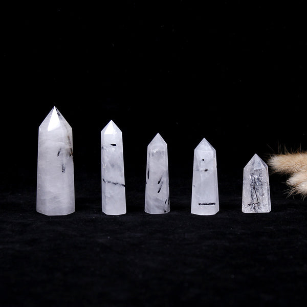 4-8cm AA Black Rutile Quartz Towers