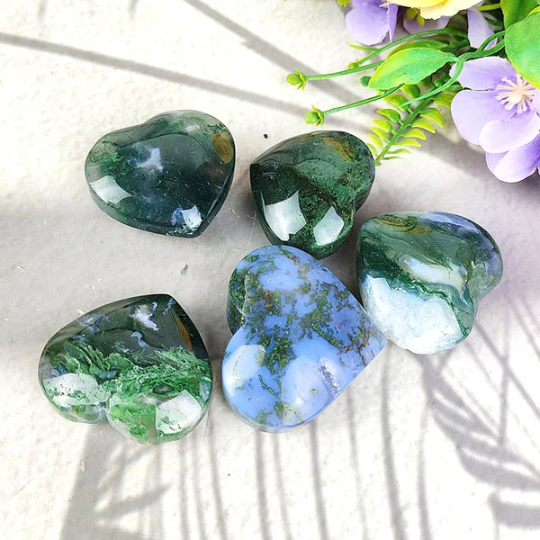 1Pc random moss agate heart