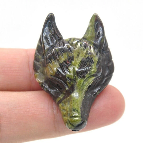 Wolf Head Pendant Dragon Blood Jasper Natural Stone