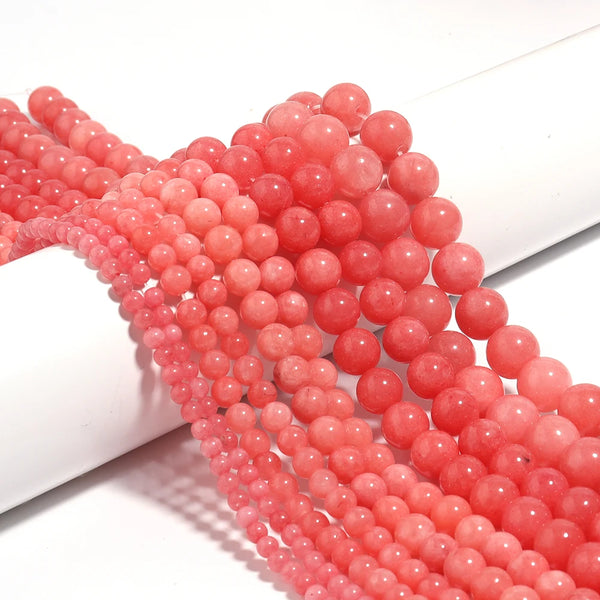 Natural Pink Chalcedony Stone Beads Spacer Jades Bead