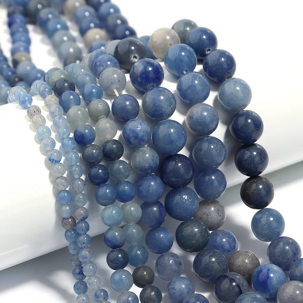 1 Strand Natural Blue Aventurine Stone Beads Round Smooth Stone Bead  for Jewelry Making DIY Bracelet Necklace Material