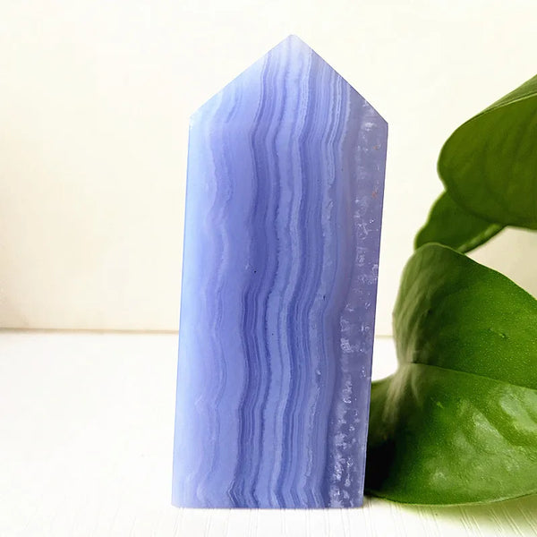 100% Natural Stone Blue Lace Agate Crystal Tower Wand