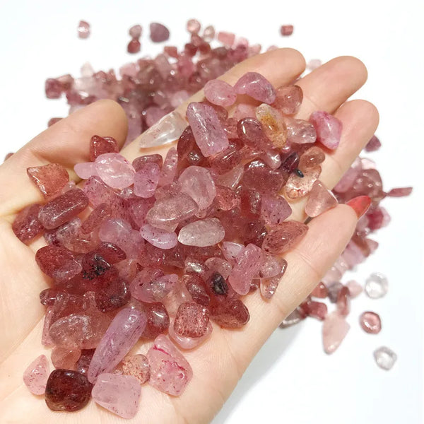 100g Natural polished strawberry quartz tumbled gemstones crystal gravel stone for home decor