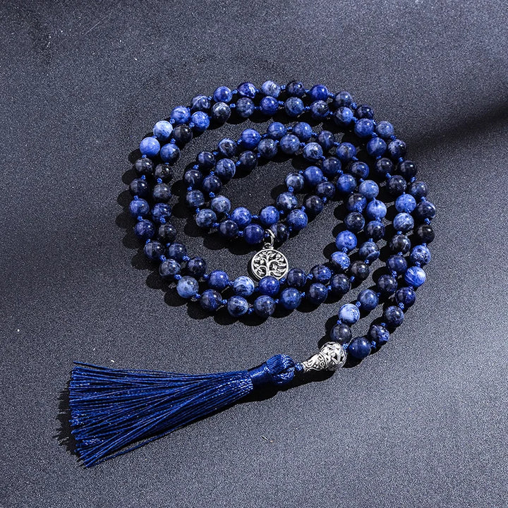 Natural Lapis Lazuli Handmade Beaded Meditation Yoga Buddha Head Necklace