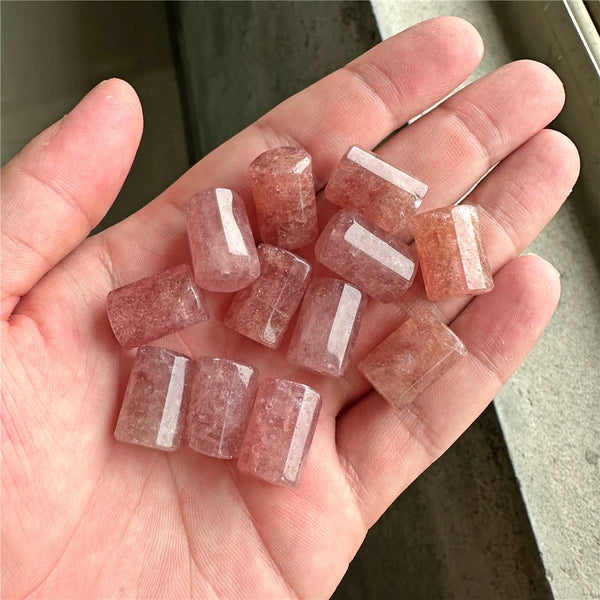 12x18MM Natural Rose Pink Quarz Stone Beads Loose Tube Strawberry Quartz Crystal Beads For Jewelry Making DIY Charm Bracelets