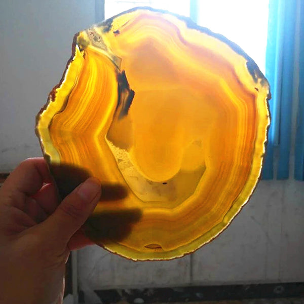 6-14cm Citrine Crystal Agate Slab Geode Slice Mineral Coaster