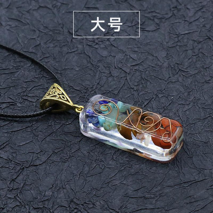 Colorful Gravel Necklace - Resin Glue Wrapped Natural Stone Pendant - MLD Wholesale Crystals