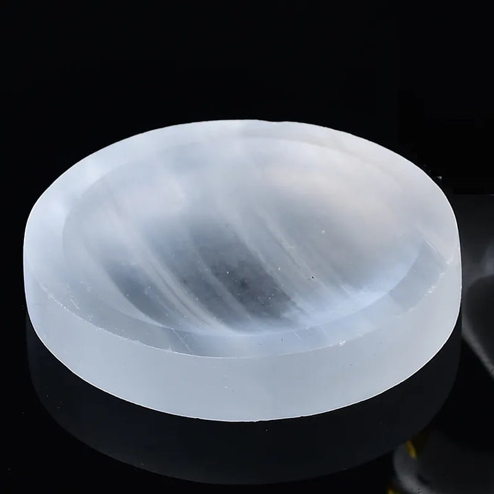 Natural Selenite Bowl Plate Rough Carved Quartz Crystal