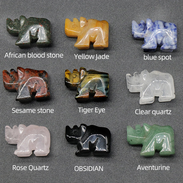 Carving Crystal Rhinoceros Figurine Healing Natural Stone