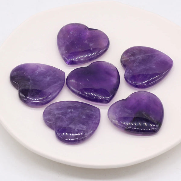 Amethyst Natural Beads Ornaments Love Heart Shape Polished Stone