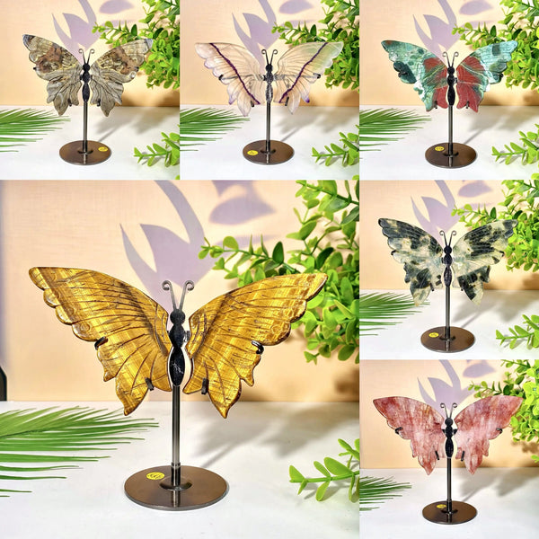 1PC High Quality Crystal Butterfly Wing With Stand,Decoration Set，Gemstone Jewelry, Healing crystal,Women gift,Halloween Gift