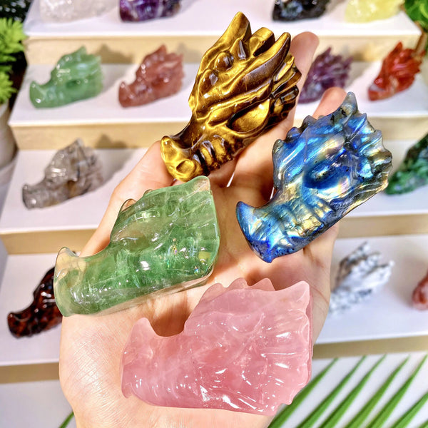 1PC High Quality Multi-Material Random Dragon Head Natural Crystal Carving,Gemstone Jewelry,Glitter, Healing Crystal