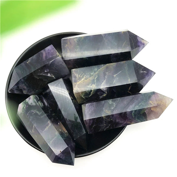 Black Fluorite Tower - Natural Hexagonal Healing Crystal | MLD Crystal Wholesale