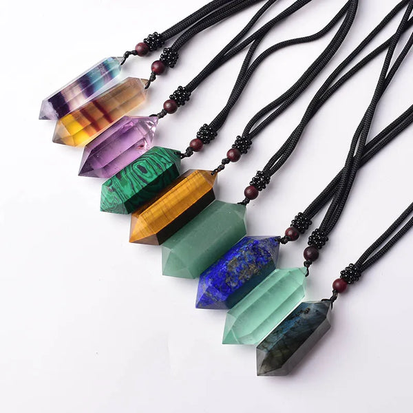 1PC Natural Crystal Pendant Jewelry Double Terminated Point Healing Souvenir For Men Women Jewelry Gift Fashion Simple Amulet