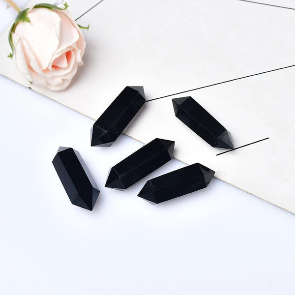 Natural Obsidian Crystal Hexagonal Double Terminated Points Wand