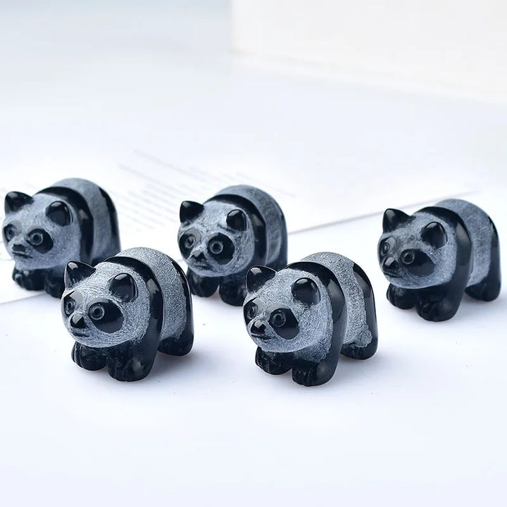 Natural Obsidian Loveliness New Panda Anime Hand Carving