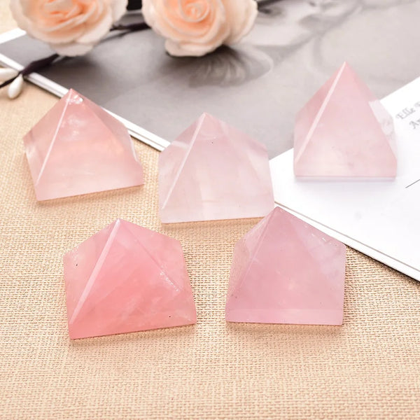 1PC Natural Rose Quartz Pyramid Crystal Quartz Energy Healing Stone Reiki Chakras Meditation Home Decor Crafts Of Gem Stone