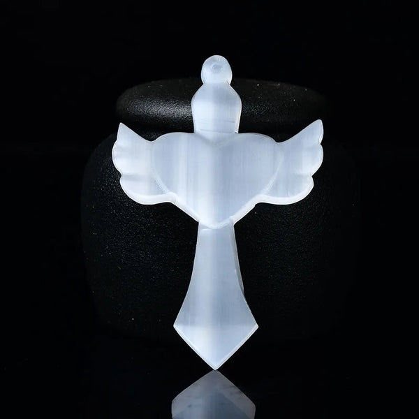 Natural Selenite Cross Shapes Chakra Quartz Carving Cross Shape Stone