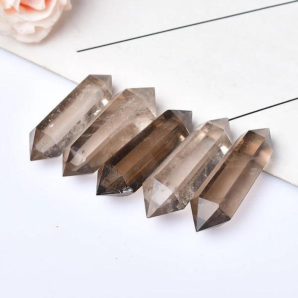 Natural Smoky Quartz Crystal Hexagonal Double Terminated Points Wand