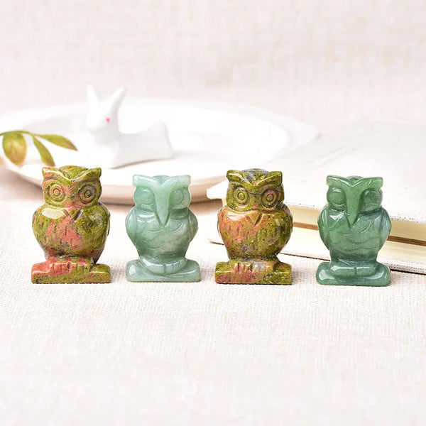 1PC Natural Stone Carved Owl Animal Ornaments Wholesale