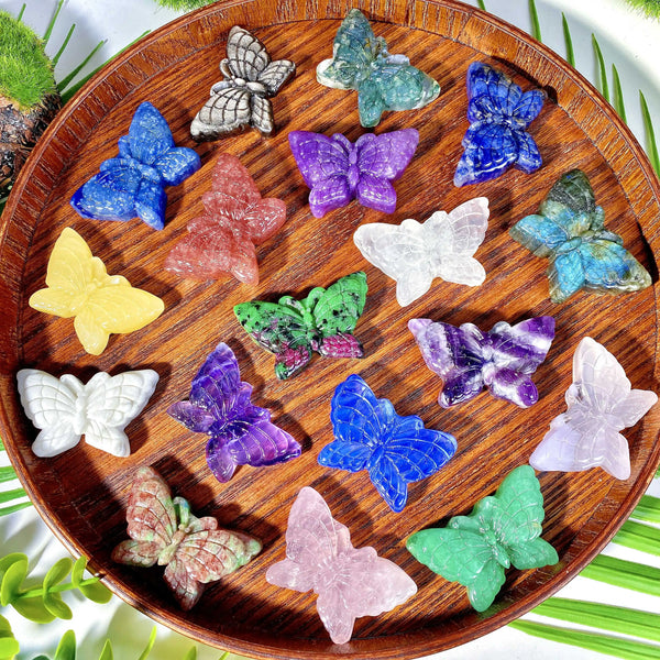 Random Butterfly Natural Gemstone Jewelry Crystal Carving