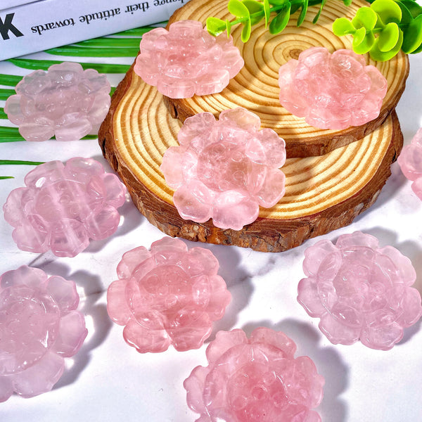 Random High Quality Rose Quartz Lotus Flower