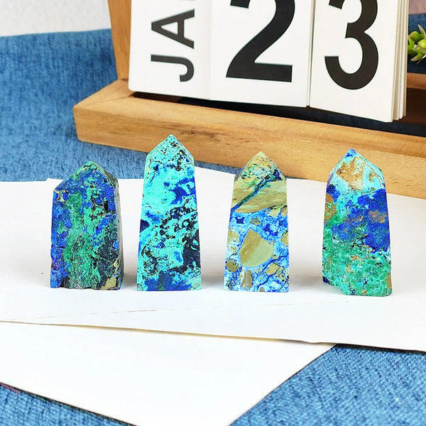 Rare Natural Azurite Tower Blue Malachite Point