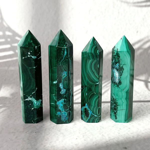 Real Natural Crystal Malachite Tower Energy Quartz Green Stones Point Wand