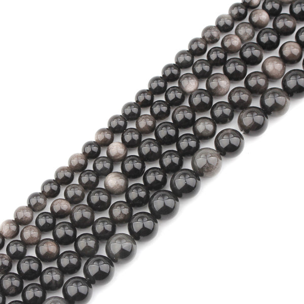 MLD Silver Obsidian Beads 8/10/12mm