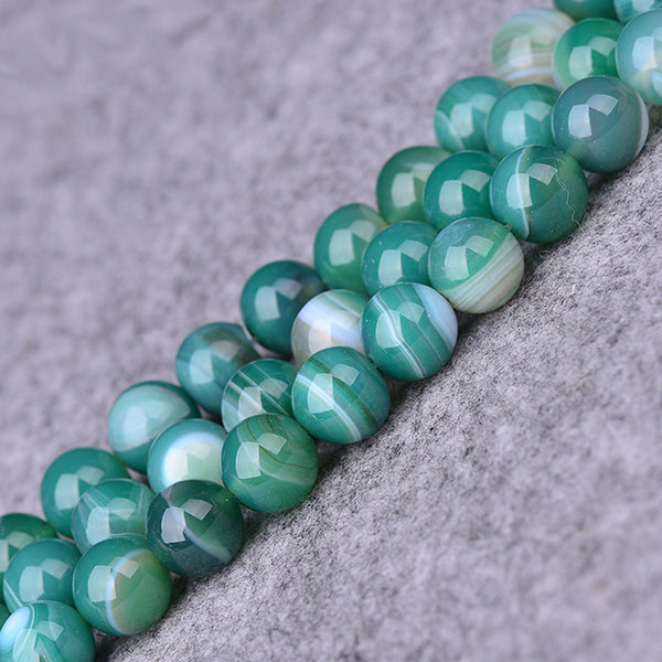 MLD Green Striped Agate Beads 8/10/12mm