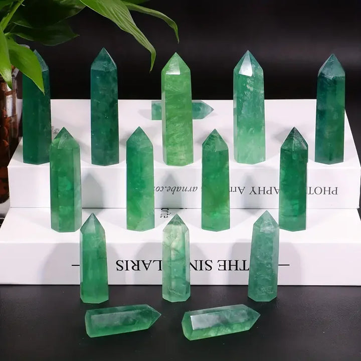 Green Natural Crystal Green Fluorite Pillar Decoration