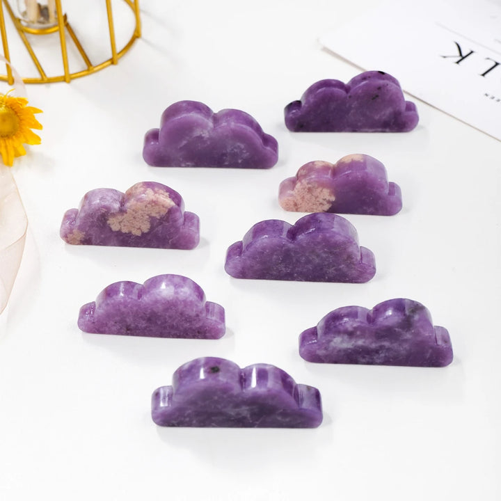 Hand Carved Natural Lepidolite Cloud Shape Crystal Carving