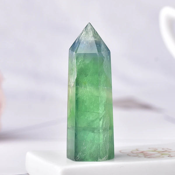 Green Fluorite Tower - Hexagonal Healing Point | MLD Crystal Wholesale