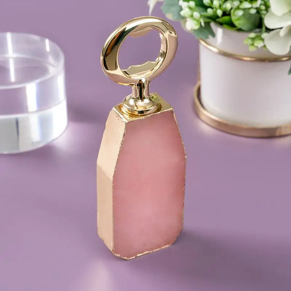 Natural Pink Rose Quartz Crystal Multi Function Can Beer Bottle Opener