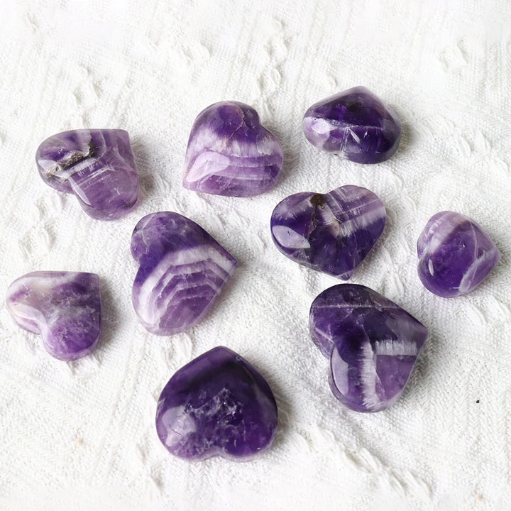 Natural Purple Quartz Dream Amethyst Heart Shape Crystal 