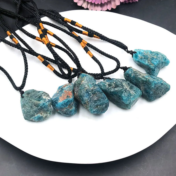 Random Blue Apatite Rough Raw Natural Stone Pendant