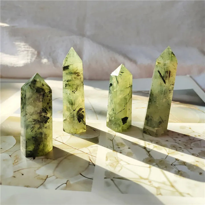 Natural Crystal Prehnite Magic Wand Point Tower