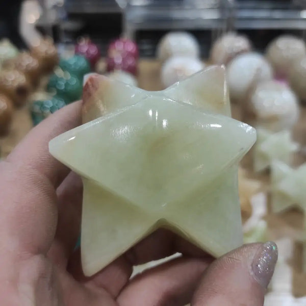 1inch Afghanistan Jade Merkaba Stars