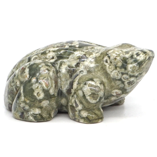 2.7" Frog Statue Natural Green Rainforest Jasper Crystal Carved