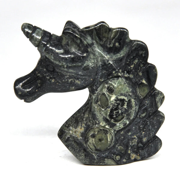 Unicorn Statue Kambaba Jasper Natural Stone Carved 