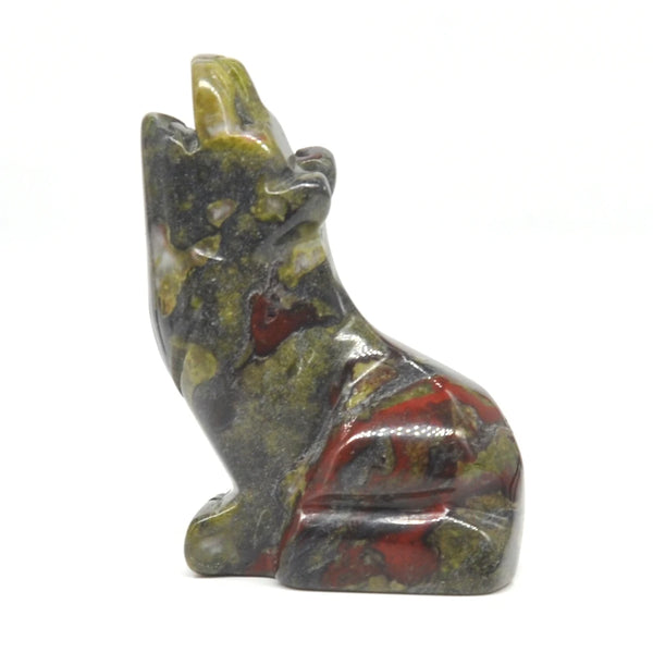 Wolf Statue Dragon Blood Jasper Natural Stone Carved