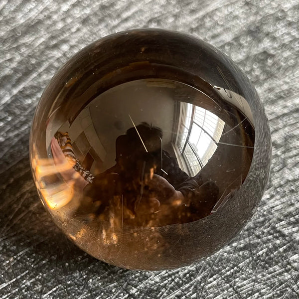 Natural Stone Smoky Quartz Crystal Ball Golden Rutile Sphere