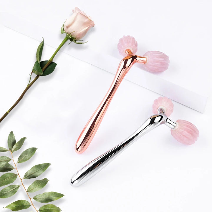 Face Rose Quartz Natural Stone Facial Massage Roller