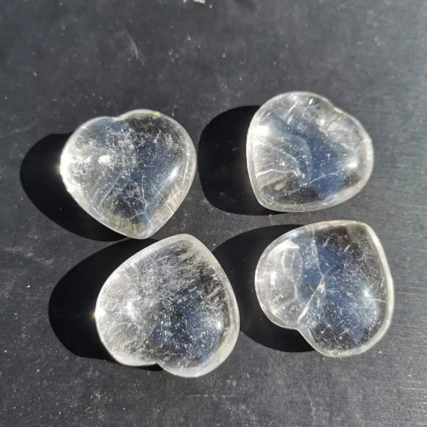 Natural Clear Quartz Crystal Heart Stone Transparent Rock