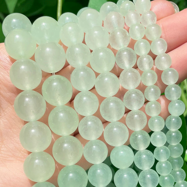 4-12mm Light Green Chalcedony Jades Round Stone Beads