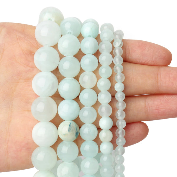 4/6/8/10/12mm Light Blue Chalcedony Beads Natural Stone Jade Round Loose Beads