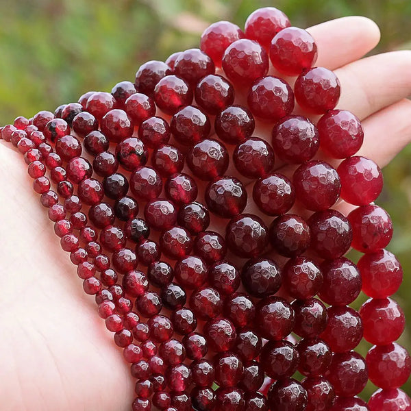 4/6/8/10/12mm Natural Faceted Rubys Jades Chalcedony Stone Beads